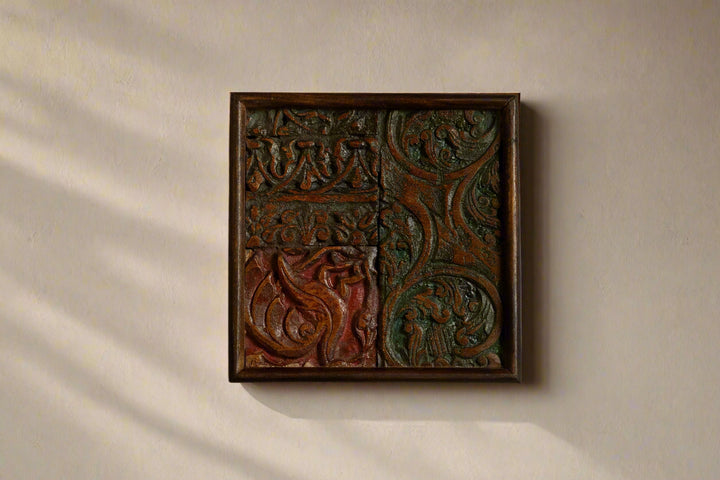 Carved wall panel, wall frame