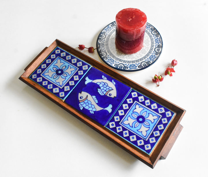 YinYang Blue Long Tray - Blue Pottery Collection