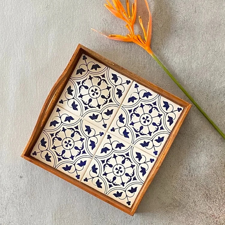 Dandelion Square Tray - Azure Collection