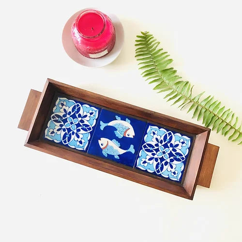 Yin Yang Long Tray - Blue Pottery Collection