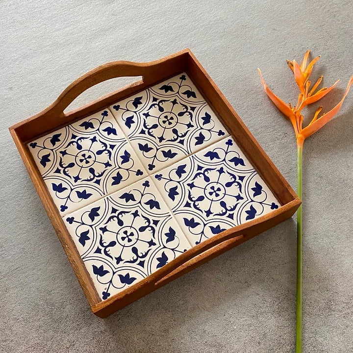 Dandelion Square Tray - Azure Collection